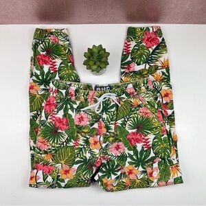 Another Hype Piece AHP Cargo Tropical Floral Green Pink Pants Women Medium